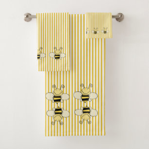 Les abeilles de miel sur les bandes jaunes
