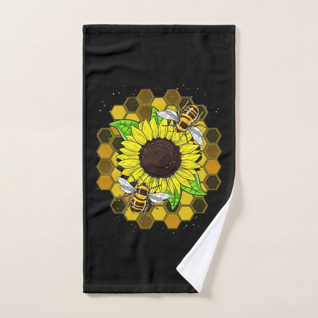 Les abeilles de tournesol hippie (Serviette à main)