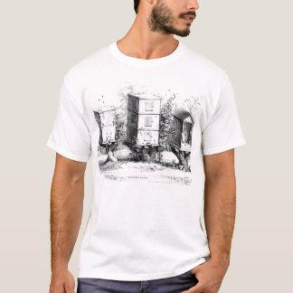 les abeilles vintages amasse le T-shirt noir et