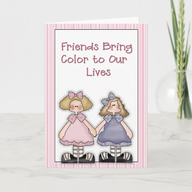 Les amis apportent une carte de voeux couleur (Devant)