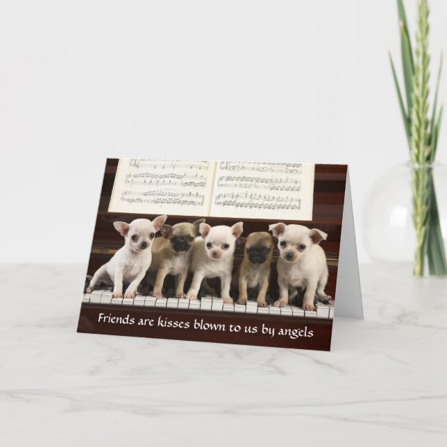 Les amis sont Angels Chihuahua Puppy Carte de voeu (Devant)