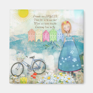 LES AMIS SONT COMME DES ANGELS CARRÉ MAGNET