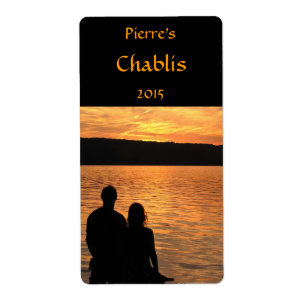 Les amoureux au Sunset Lake Wine Étiquette