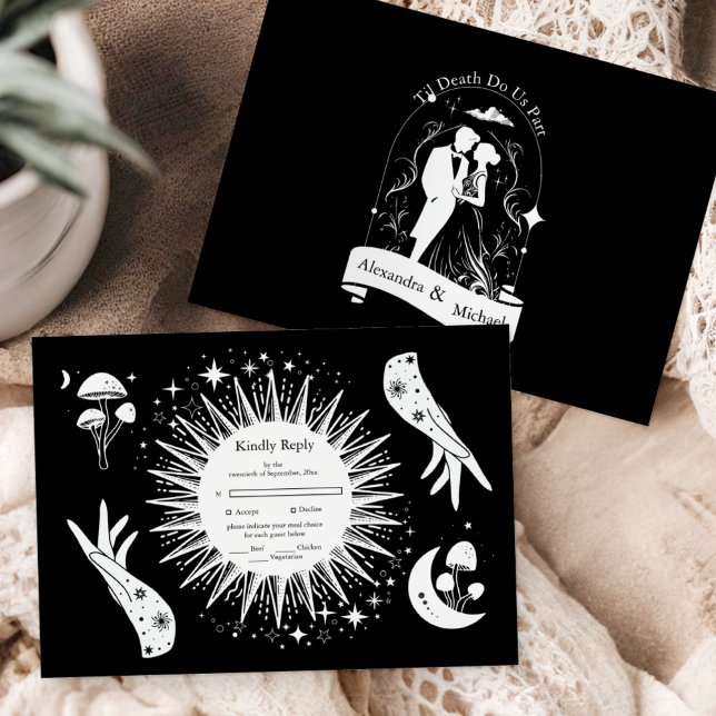 Les Amoureux Carte Tarot Mariage Noir Blanc (Créateur téléchargé)