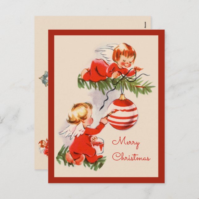 Les anges décorant la carte postale de l'arbre de  (Devant / Derrière)
