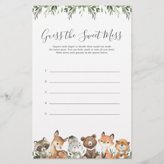 Les Animaux De Bois Baby shower Devinez Le Mess Do (Devant)