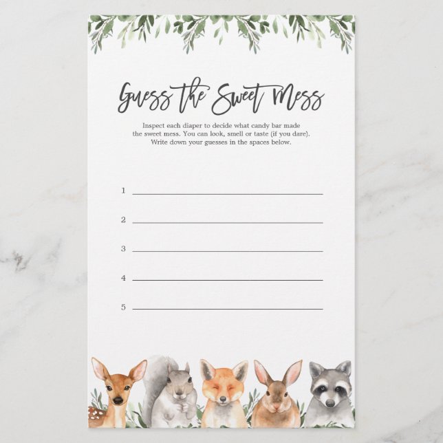 Les Animaux De Bois Baby shower Devinez Le Mess Do (Devant)