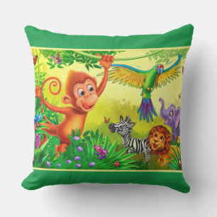 Les animaux de la jungle grand coussin pour enfant