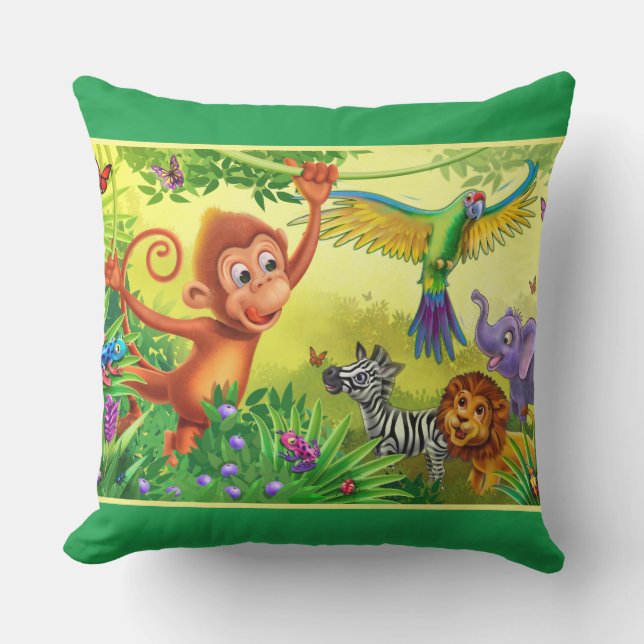 Les animaux de la jungle grand coussin pour enfant (Recto)