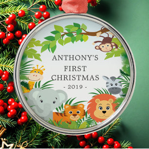 Les animaux de la jungle Premier ornement de Noël