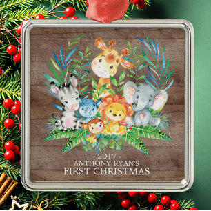 Les animaux de la jungle Premier ornement de Noël