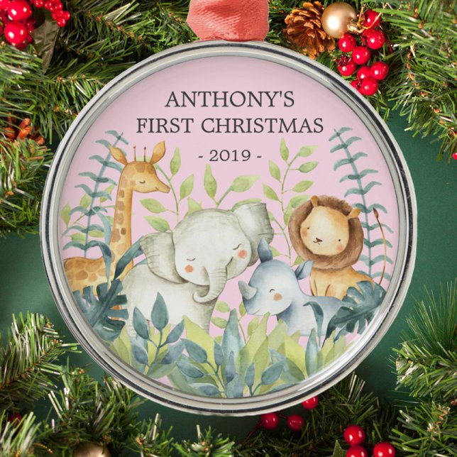 Les animaux de la jungle Premier ornement de Noël  (Créateur téléchargé)