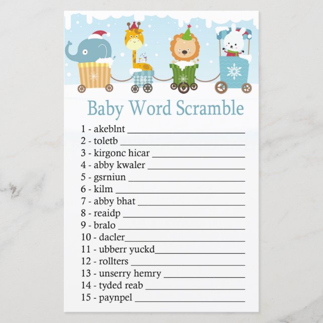 Les animaux de Noël train Baby word scrambule jeu (Devant)