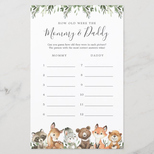 Les animaux des bois : Quel âge avaient la maman e (Devant)