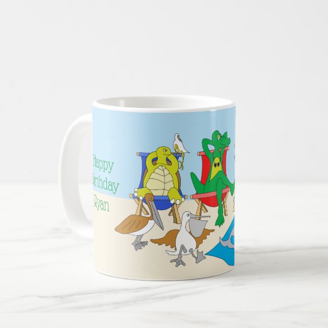 Les animaux marins sur la Mug de plage sur mesure (Devant gauche)