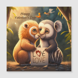 Les animaux mignons en carte amour
