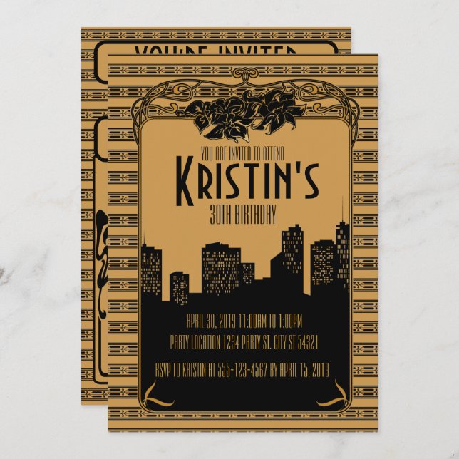 les années 1920 d'or, invitations de partie d'art (Devant / Derrière)