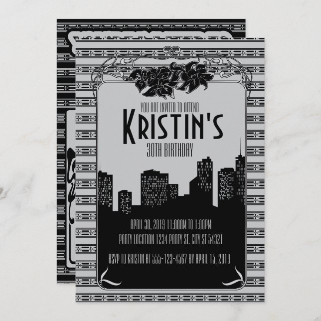 les années 1920, invitations de partie de Gatsby (Devant / Derrière)