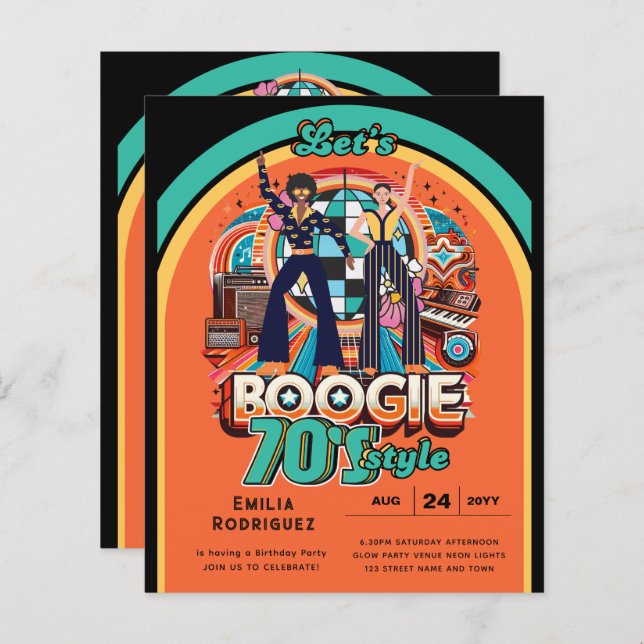 les années 70 Boogie Retro Disco Danser Anniversai (Devant / Derrière)