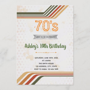 les années 70 invitation à thème d'anniversaire
