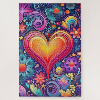 les années 70 Retro Heart Pride Puzzle coloré