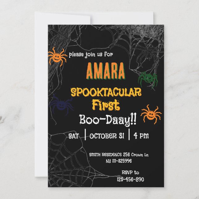 Les araignées d'Halloween Invitation d'anniversair (Devant)