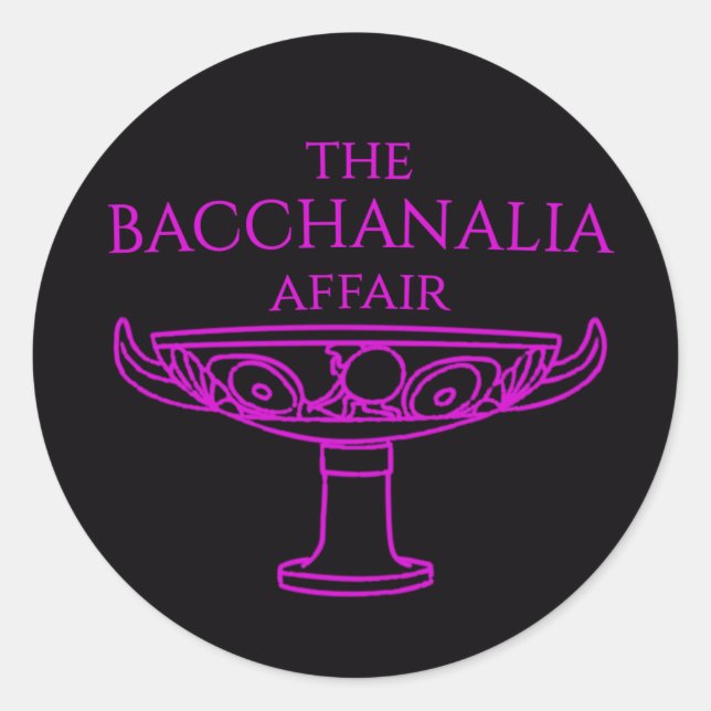 Les autocollants ronds de l'affaire Bacchanalia  (Devant)