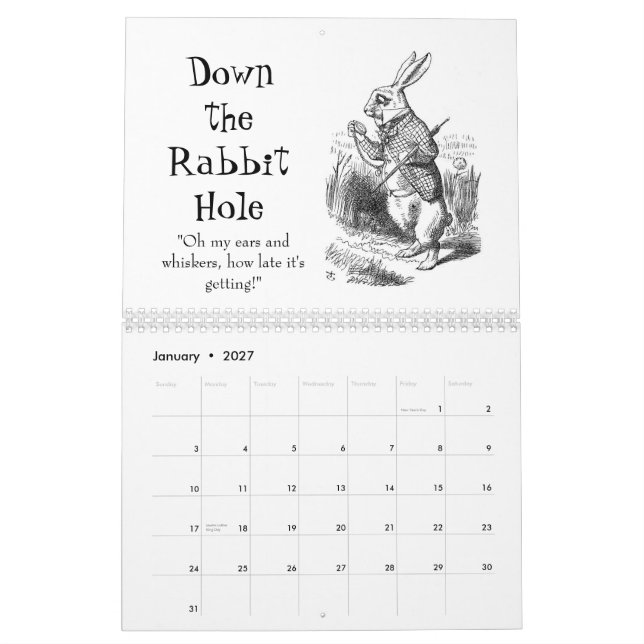 Les aventures d'Alice dans le calendrier du pays (Jan 2027)