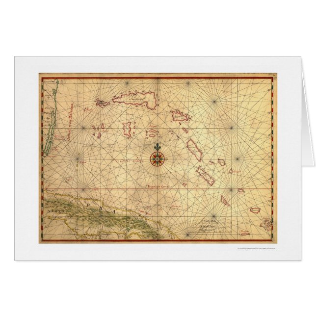 Les Bahamas et la carte 1650 du Cuba (Devant horizontal)