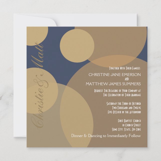 Les Bulles de Champagne d'Or Faire-part de mariage (Devant)