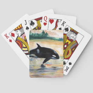 Les cartes de jeu classiques sautantes d'orque de