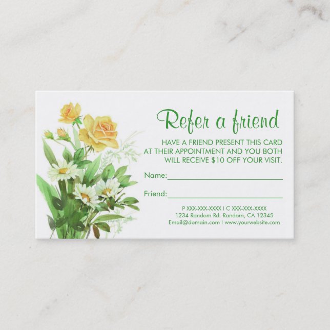 Les cartes de visite d'amis font référence à des r (Devant)