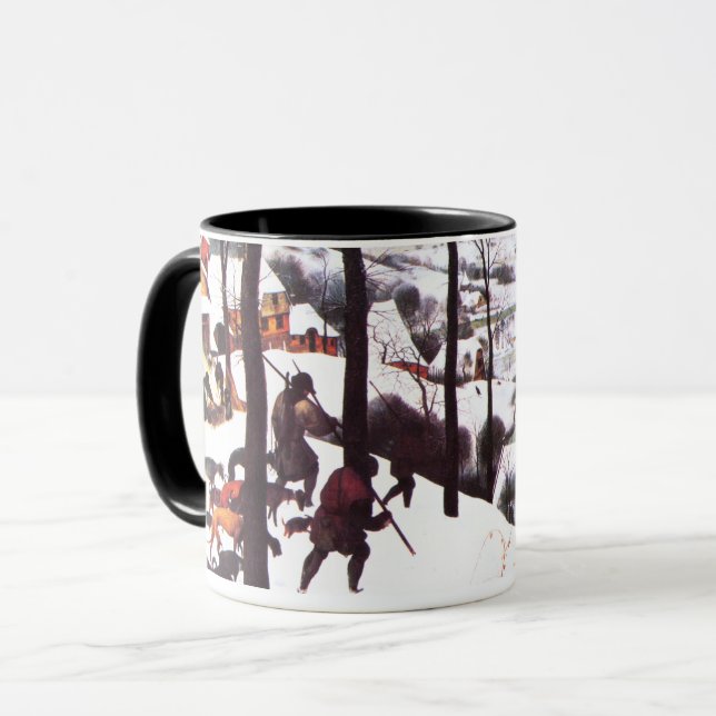 "Les Chasseurs dans la neige" Beaux Mugs de Noël (Devant gauche)