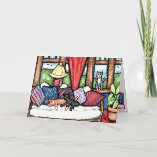 Les Chats Dans La Carte De Voeux Sunroom (Devant)