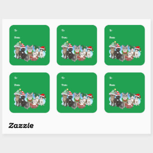 Les chats et les Étiquettes de Noël de l'équipage