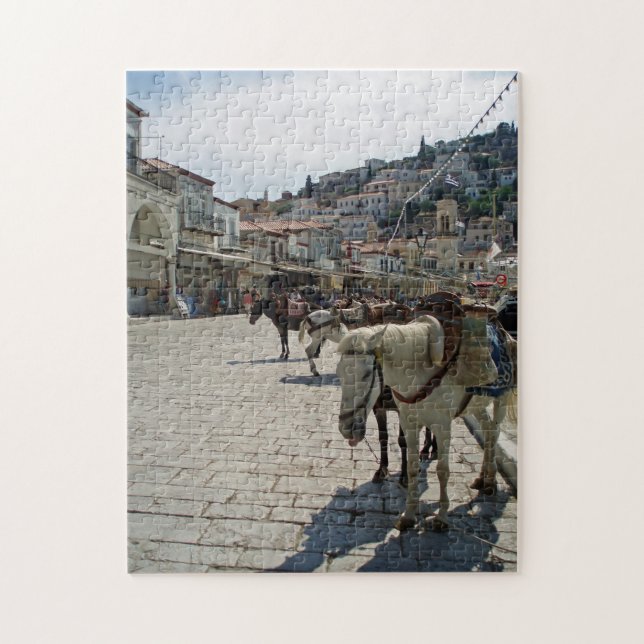 Les chevaux de l'île Hydra vue puzzle (Vertical)