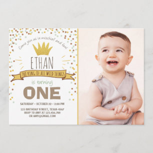 Les choses sauvages invitation d'anniversaire Garç