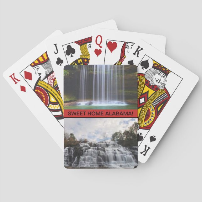 Les chutes d'Alabama sur un pont de cartes de jeu (dos)