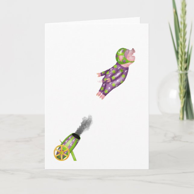 Les cochons peuvent voler carte de voeux (Devant)