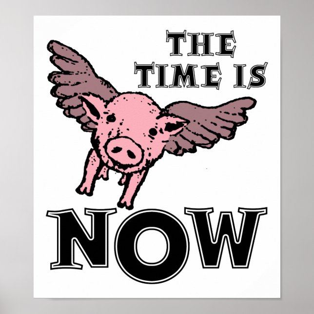 Les Cochons Volent Maintenant Affiche Drôle (Devant)