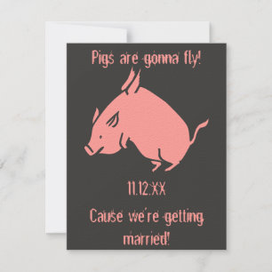 "Les cochons vont voler !" faire-part de mariage