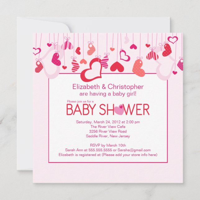 Les Coeurs modernes Invitation Baby shower des cou (Devant)