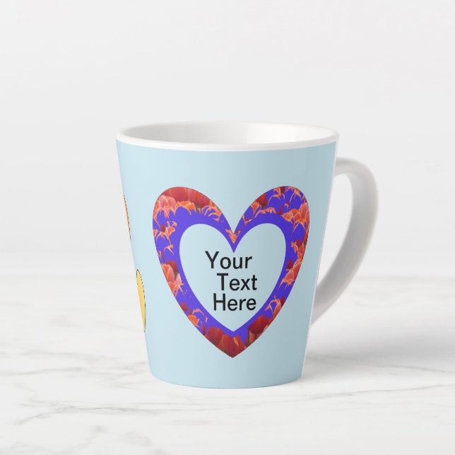Les Coeurs Poussent. Mug en latte de couleur du te (Angle droit)