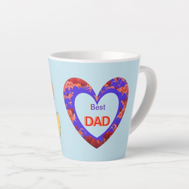 Les Coeurs Poussent. Texte MEILLEUR DAD Latte Mug (Angle droit)