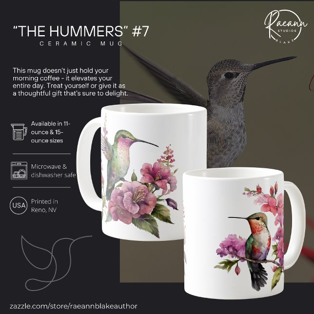 "Les Colibris" #7 Mug en céramique de colibris (Créateur téléchargé)