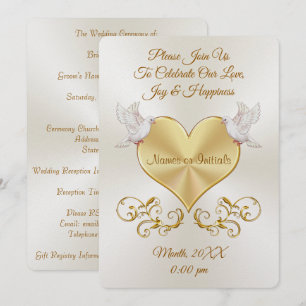 Les colombes au-dessus du coeur Invitations de mar