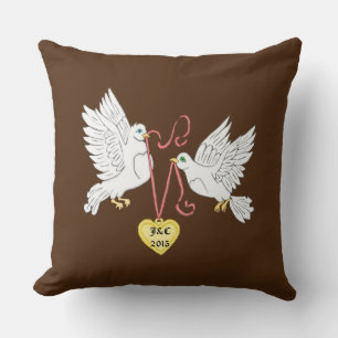 Les colombes de l'amour Coussin Carré personnalisé