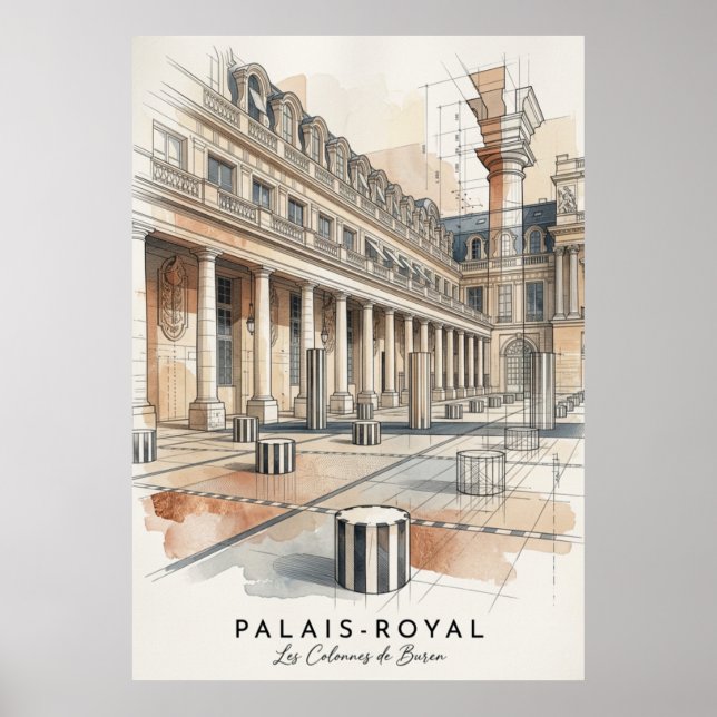 Les Colonnes de Buren Paris | Affiche d'Art (Devant)