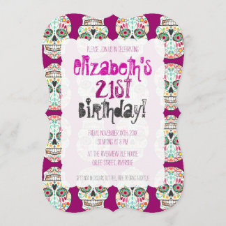 Les crânes de Feliz Muertos sur des invitations pe