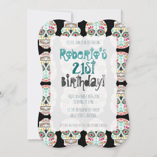 Les crânes de Feliz Muertos sur les invitations pe (Devant)